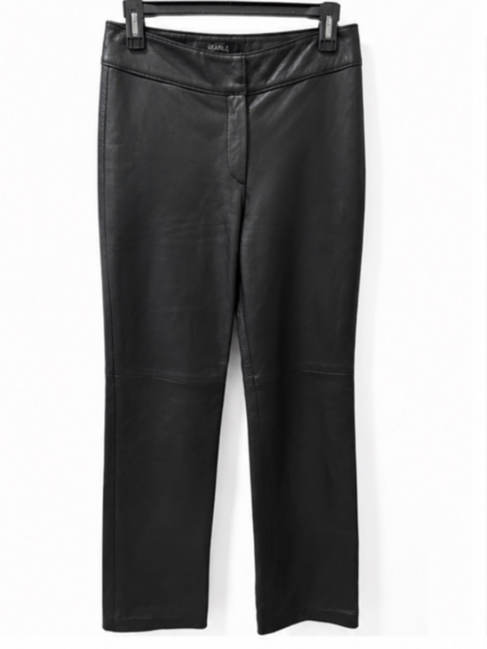 Searle Black Leather Straight Leg Pants Size 4 Vintage